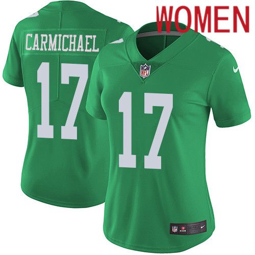 Women Philadelphia Eagles #17 Harold Carmichael Nike Green Vapor Limited Rush NFL Jersey->women nfl jersey->Women Jersey